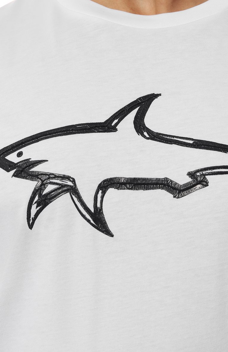 Мужская хлопковая футболка PAUL&SHARK белого цвета, арт. 12311633/3XL-6XL | Фото 5 (Материал внешний: Хлопок; Длина (для топов): Удлиненные; Рукава: Короткие; Принт: С принтом; Стили: Кэжуэл; Мужское Кросс-КТ: Футболка-одежда; Кр�осс-КТ: Джерси; Автоматизация состава: Проставлено; Автоматизация ТО: Проставлено; Детали: Без декора)
