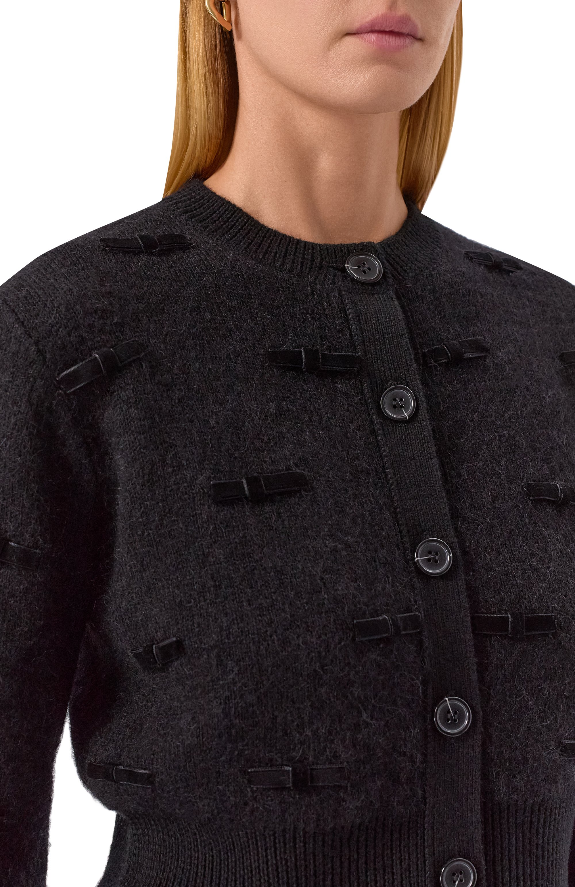 Шерстяной кардиган NINA RICCI черного цвета по цене 141500 руб., арт. 25AMCR007/ML0585, фото 5 Шерстяной кардиган NINA RICCI, арт. 25AMCR007/ML0585, фото 5