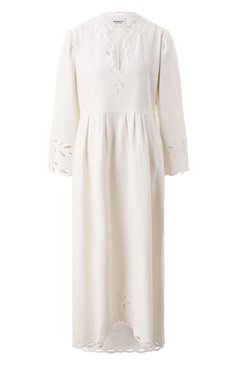 Женское хлопковое платье ISABEL MARANT ETOILE белого цвета, арт. 25PR00656FA/C1J12E | Фото 1 (Драгоценные камни: Проставлено; Рукава: Длинные; Материал сплава: Проставлено; Длина Ж (юбки, платья, шорты): Миди; Женское Кросс-КТ: Платье-одежда; Случай: Повседневный; Стили: Романтичный; Материал внешний: Хлопок)