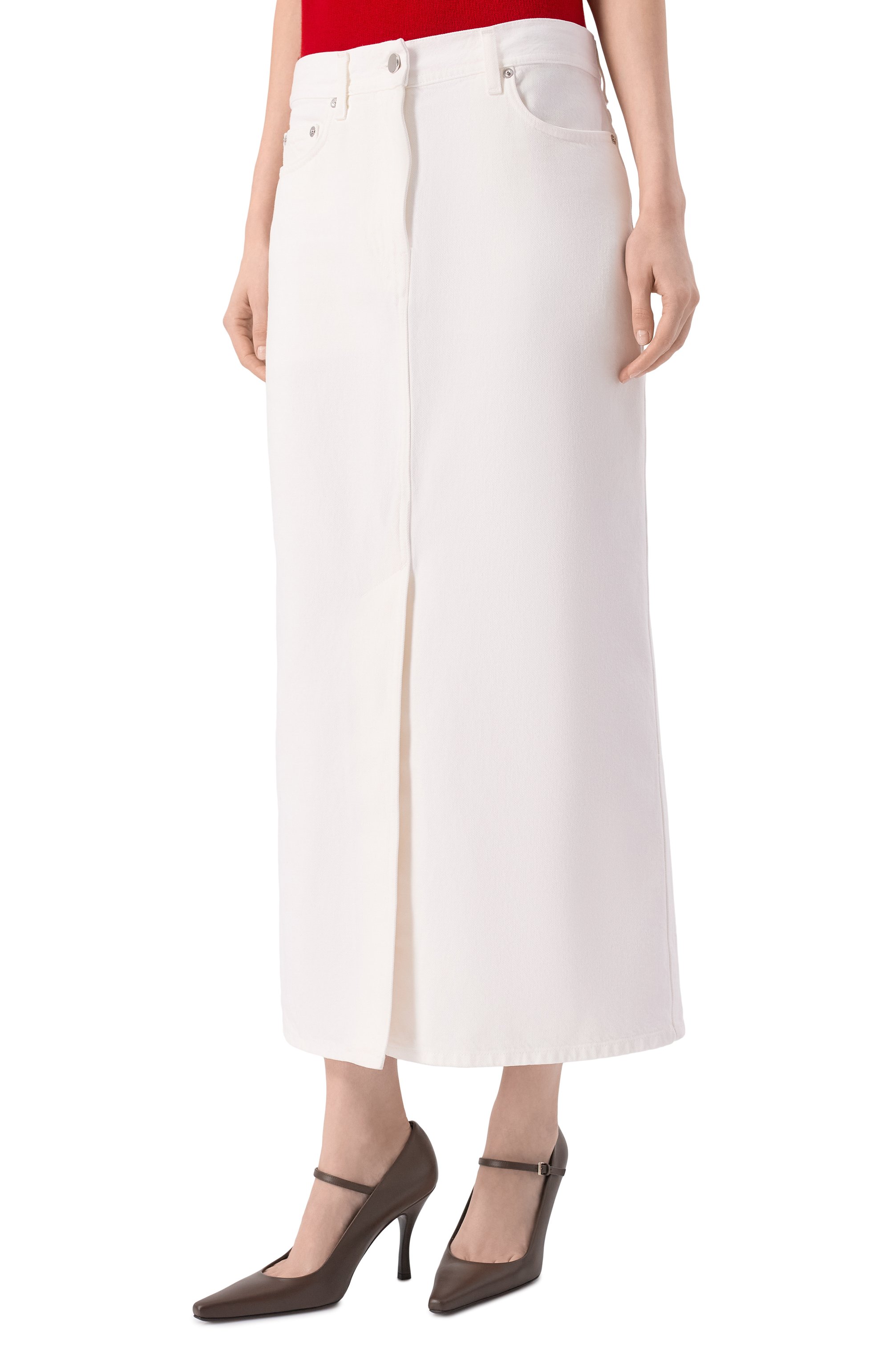 Джинсовая юбка LOULOU DE SAISON белого цвета по цене 34950 руб., арт. R0NA LDS, фото 3 Джинсовая юбка LOULOU DE SAISON, арт. R0NA LDS, фото 3