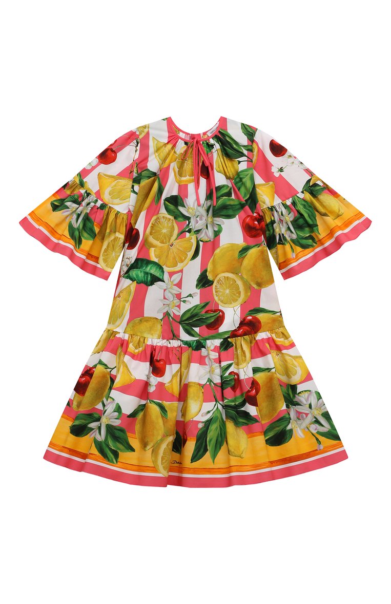 Детское хлопковое платье DOLCE & GABBANA разноцветного цвета, а�рт. L53DT2/G7L8S | Фото 1 (Материал внешний: Хлопок; Девочки Кросс-КТ: Платье-одежда; Рукава: Короткие; Случай: Повседневный; Ростовка одежда: 4 года | 104 см, 5 лет | 110 см, 6 лет | 116 см, 2 года | 92 см, 3 года | 98 см)