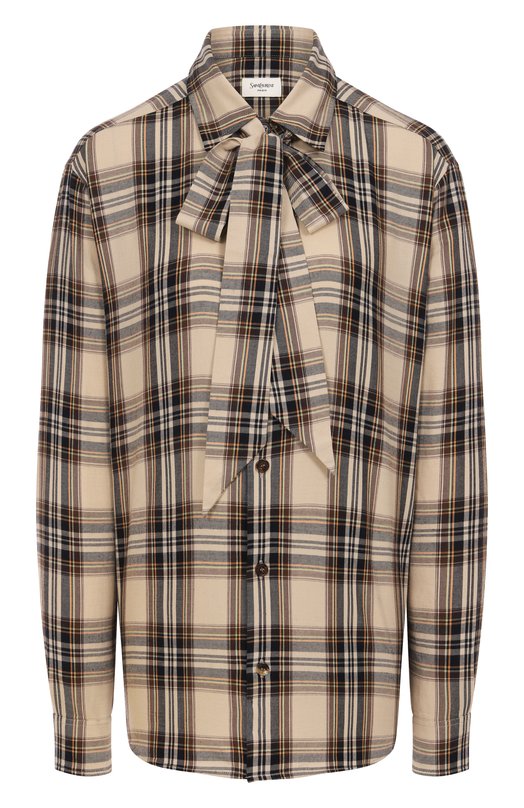 Хлопковая рубашка Saint Laurent 838890/Y31VA Бежевый 838890/Y31VA