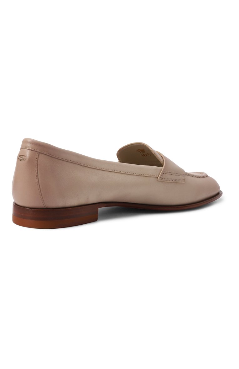 Женские кожаные пенни-лоферы SANTONI бежевого цвета, арт. WUSG59962HAFSLGA | Ф�ото 5 (Материал внешний: Натуральная кожа; Материал внутренний: Натуральная кожа; Подошва: Плоская; Каблук высота: Низкий)