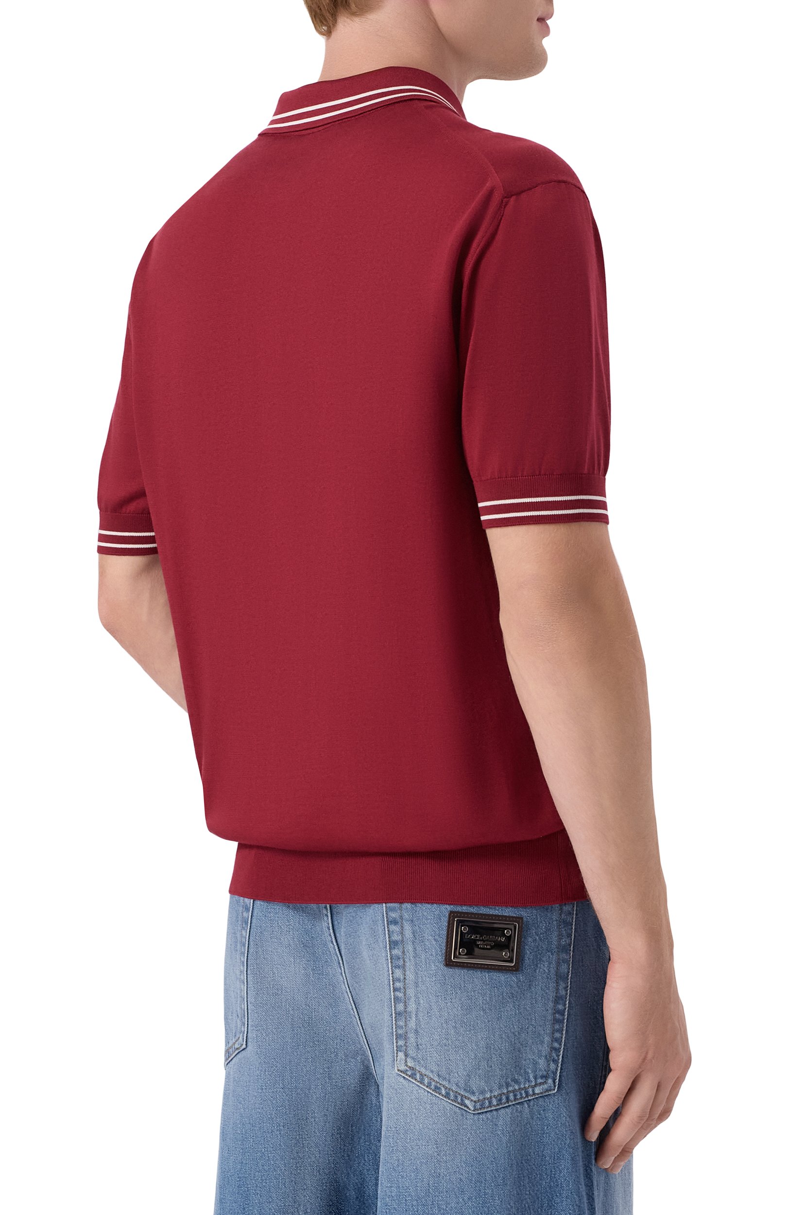 Шелковое поло DOLCE & GABBANA бордового цвета по цене 199500 руб., арт. GXZ02T/JBSPN, фото 4 Шелковое поло DOLCE & GABBANA, арт. GXZ02T/JBSPN, фото 4