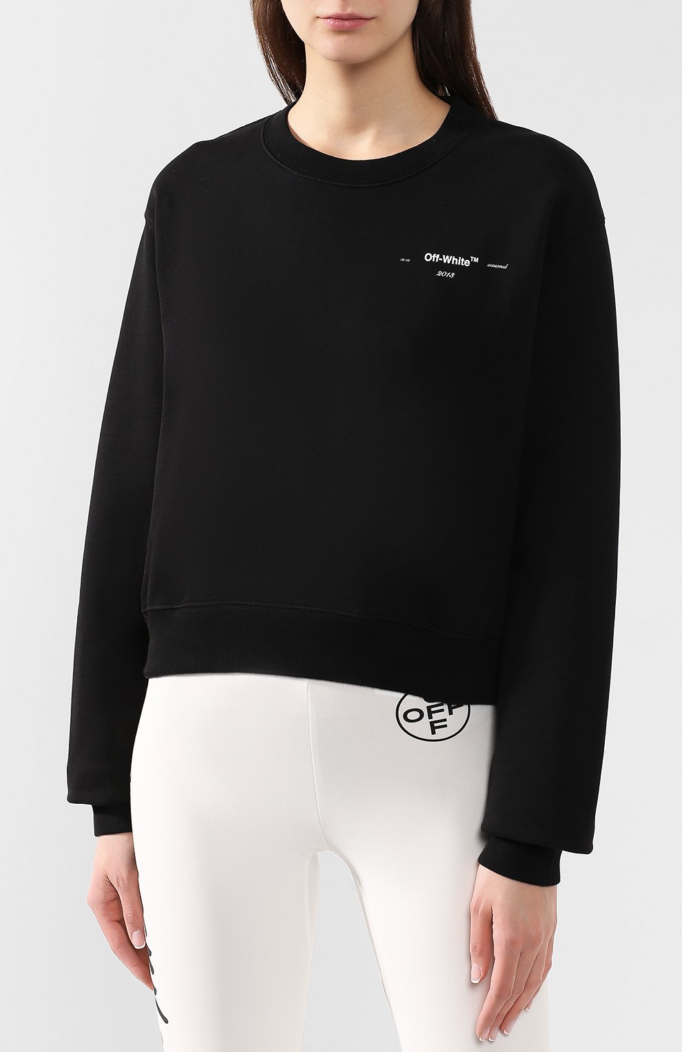 Хлопковый свитшот OFF-WHITE черно-белого цвета по цене 29950 руб., арт. 0WBA026S190030591001, фото 3 Хлопковый свитшот OFF-WHITE, арт. 0WBA026S190030591001, фото 3
