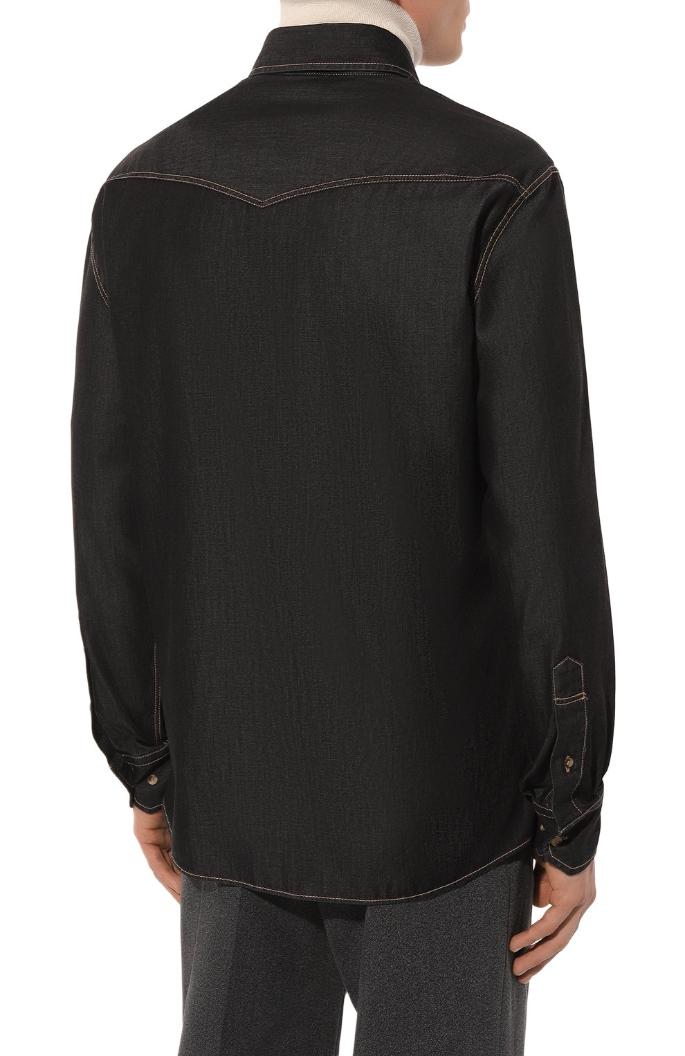 Джинсовая рубашка BRUNELLO CUCINELLI темно-серого цвета по цене 94000 руб., арт. MR683B2036, фото 4 Джинсовая рубашка BRUNELLO CUCINELLI, арт. MR683B2036, фото 4