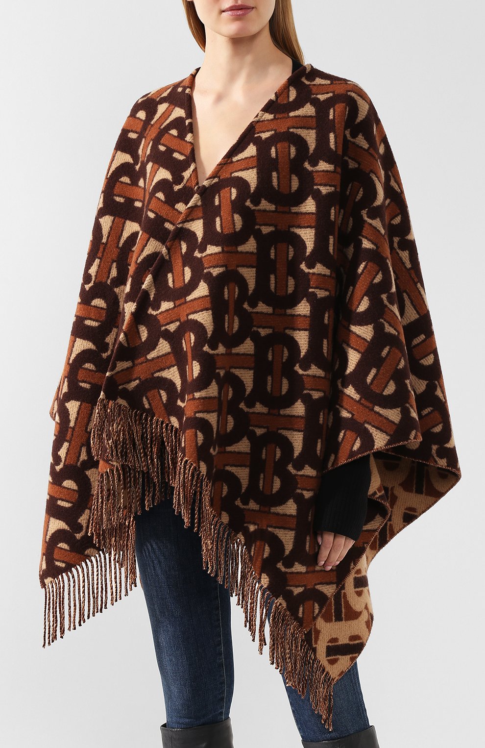 Шерстяное пончо BURBERRY коричневого цвета по цене 167500 руб., арт. 8021873, фото 3 Шерстяное пончо BURBERRY, арт. 8021873, фото 3