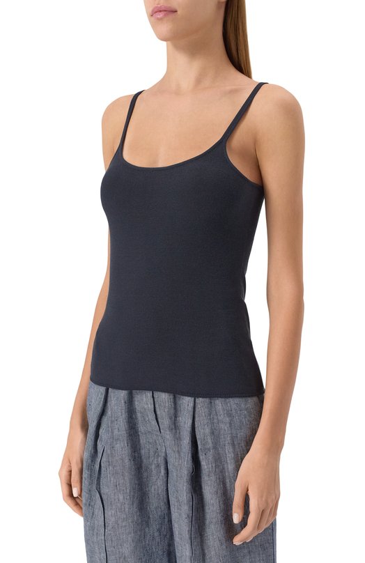Топ из вискозы Giorgio Armani 8NAH01/AM05Z Синий  8NAH01/AM05Z Фото 3