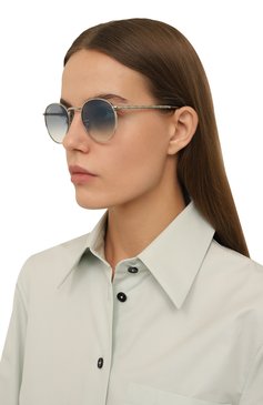 Женские солнцезащитные очки RAY-BAN голубого цвета, арт. 3637-003/3F | Фото 2 (Кросс-КТ: С/з-унисекс; Региональные ограничения белый список (Axapta Mercury): Не проставлено; Нос: Не проставлено; Тип очков: С/з; Материал: Металл; Очки форма: Круглые; Оптика Гендер: оптика-унисекс)