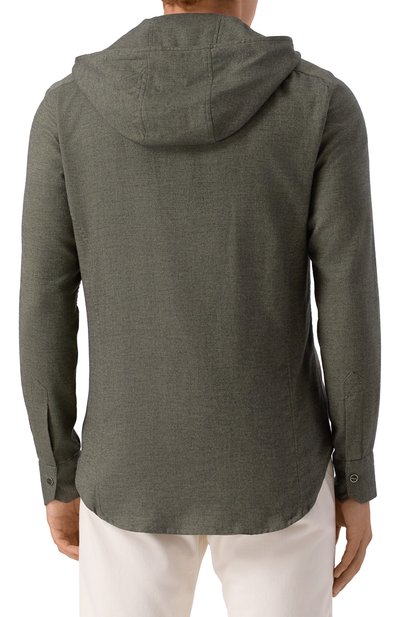 Рубашка из хлопка и лиоцелла KITON хаки цвета по цене 122000 руб., арт. UMCMARH0944007, фото 4 Рубашка из хлопка и лиоцелла KITON, арт. UMCMARH0944007, фото 4