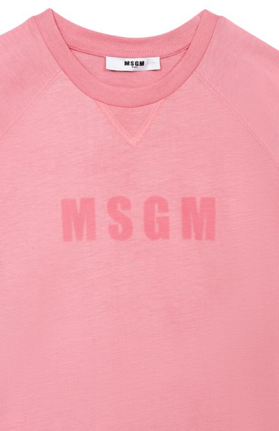 Хлопковая футболка MSGM KIDS розового цвета по цене 8435 руб., арт. S6MSJGTH157, фото 3 Хлопковая футболка MSGM KIDS, арт. S6MSJGTH157, фото 3