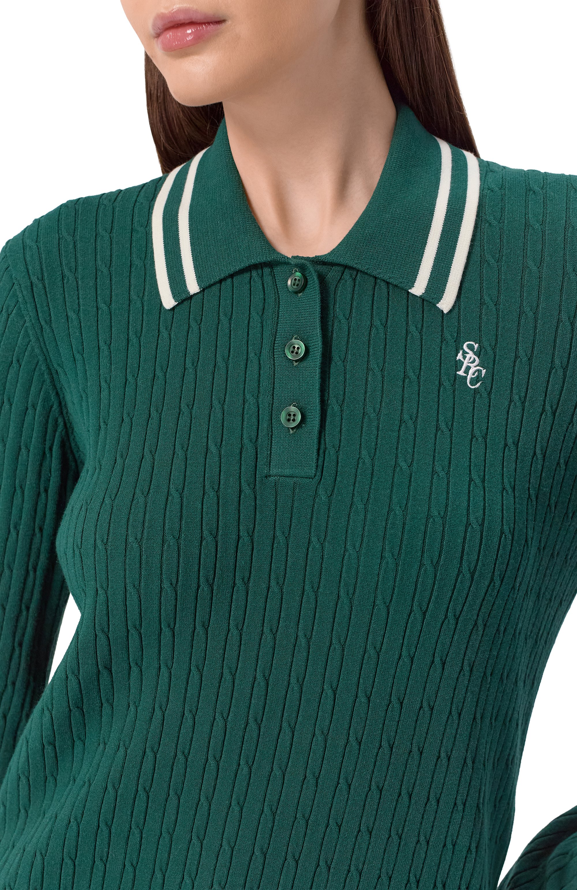 Поло из вискозы SPORTY AND RICH, арт. ST03761302GR55, фото 5