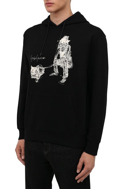Хлопковое худи YOHJI YAMAMOTO черного цвета по цене 37200 руб., арт. HX-T85-985, фото 3 Хлопковое худи YOHJI YAMAMOTO, арт. HX-T85-985, фото 3