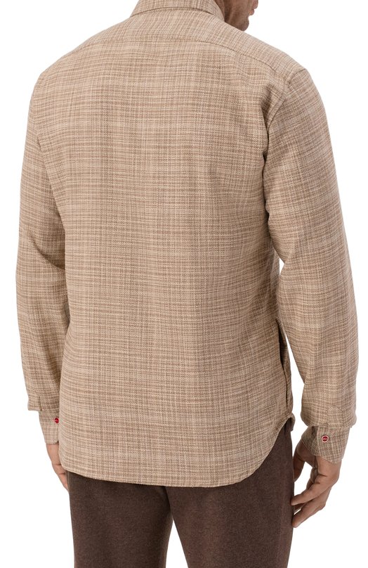 Рубашка из шерсти и шелка Kiton UMCPETEK0617E18_001 Бежевый  UMCPETEK0617E18_001 Фото 4