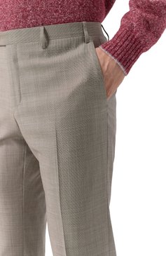 Мужские шерстяные брюки CORNELIANI светло-бежевого цвета, арт. 255B01-2517087 | Фото 5 (Материал сплава: Проставлено; Длина (брюки, джинсы): Стандартные; Драгоценные камни: Проставлено; Материал внешний: Шерсть; Стили: Классический, Кэжуэл; Случай: Формальный, Повседневный)