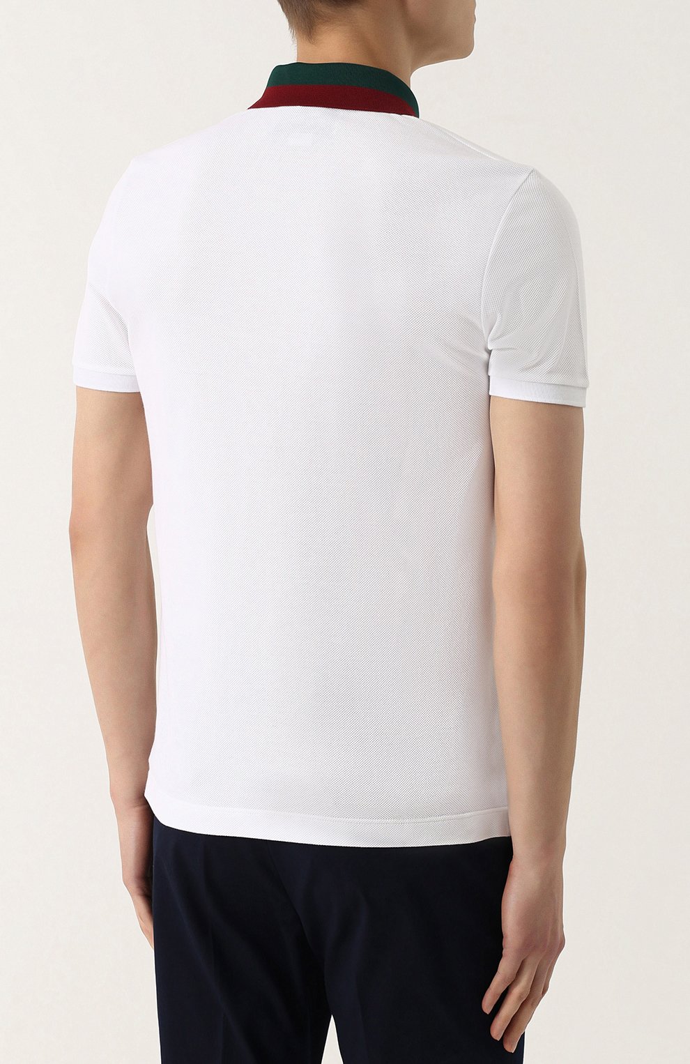 Хлопковое поло с короткими рукавами GUCCI белого цвета по цене 64800 руб., арт. 408321/X7331, фото 4 Хлопковое поло с короткими рукавами GUCCI, арт. 408321/X7331, фото 4