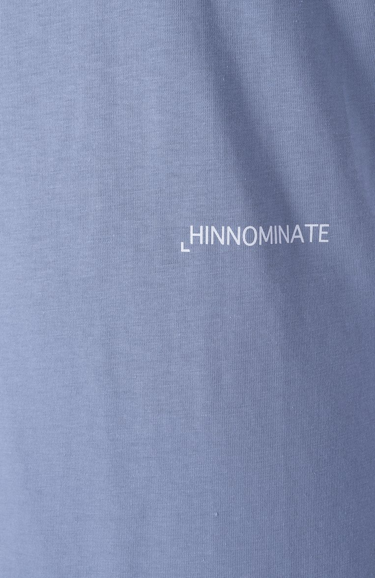 Женская хлопковая футболка HINNOMINATE голубого цвета, арт. HMABW01406 | Фото 6 (Драгоценные камни: Проставлено; Длина (для топов): Стандартные; Рукава: Короткие; Материал внешний: Хлопок; Материал сплава: Проставлено; Принт: Без принта; Стили: Спорт-шик; Женское Кросс-КТ: Футболка-одежда)
