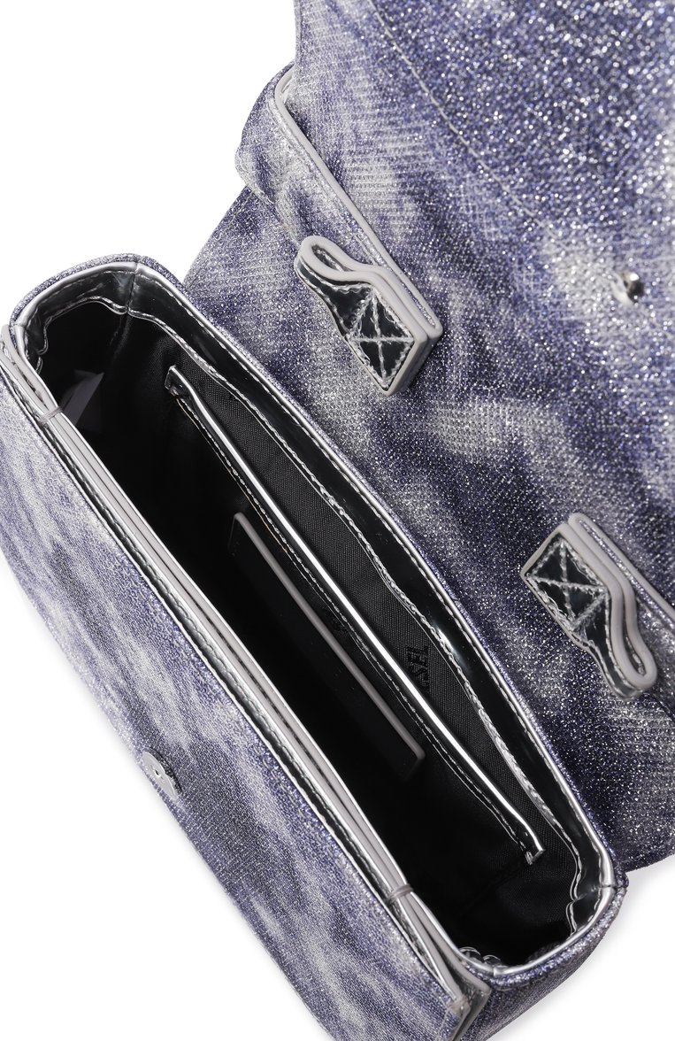 Женская сумка 1dr DIESEL светло-фиолетового цвета, арт. X08396/P2197 | Фото 5 (Драгоценные камни: Проставлено; Материал сплава: Проставлено; Материал: Экокожа, Текстиль; Размер: mini; Ремень/цепочка: На ремешке)