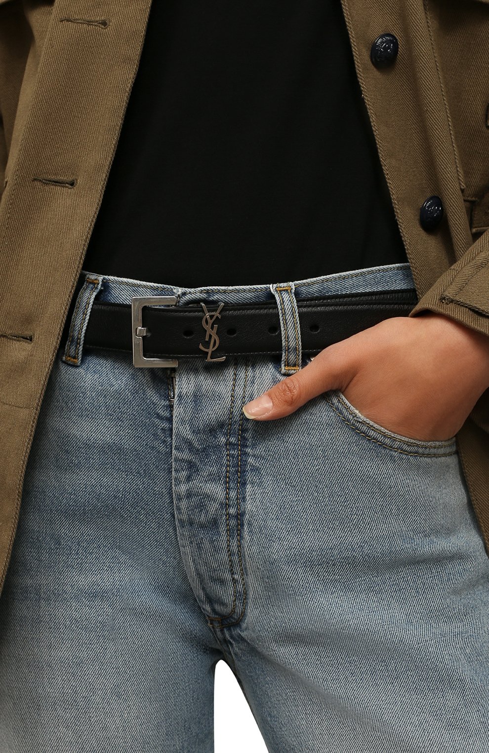 Кожаный ремень monogram SAINT LAURENT, арт. 634437/B000E, фото 2