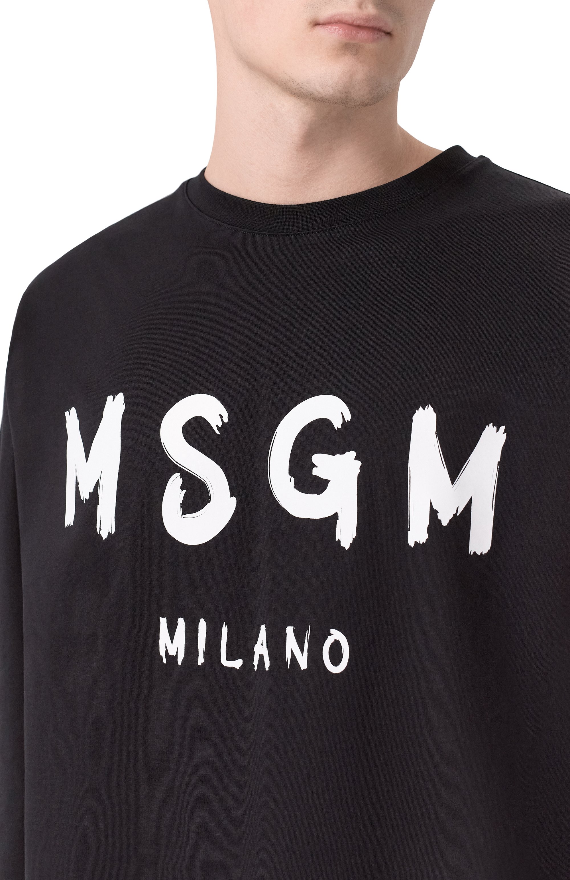 Хлопковый лонгслив MSGM черного цвета по цене 15550 руб., арт. 2000MM511/200002, фото 5 Хлопковый лонгслив MSGM, арт. 2000MM511/200002, фото 5