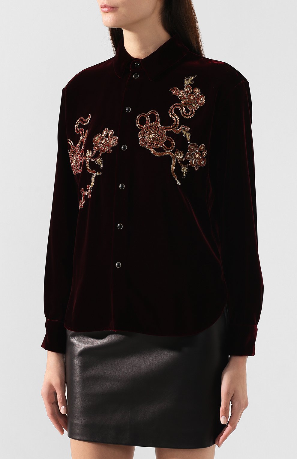 Бархатная рубашка SAINT LAURENT, арт. 590083/Y525R, фото 3