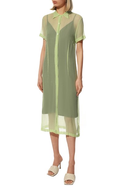 Шелковое платье DRIES VAN NOTEN зеленого цвета по цене 89950 руб., арт. 221-011088-4276, фото 3 Шелковое платье DRIES VAN NOTEN, арт. 221-011088-4276, фото 3