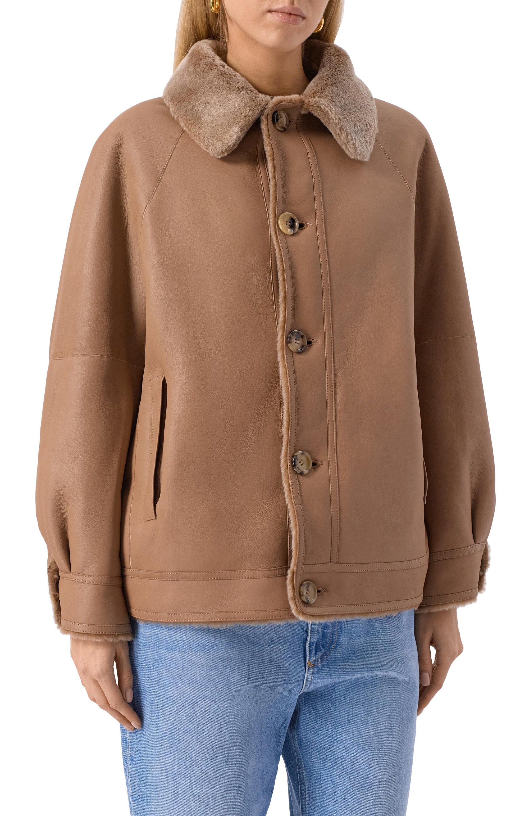 Двусторонняя дубленка из овчины MANZONI24, арт. 25M1530R-S21, фото 6