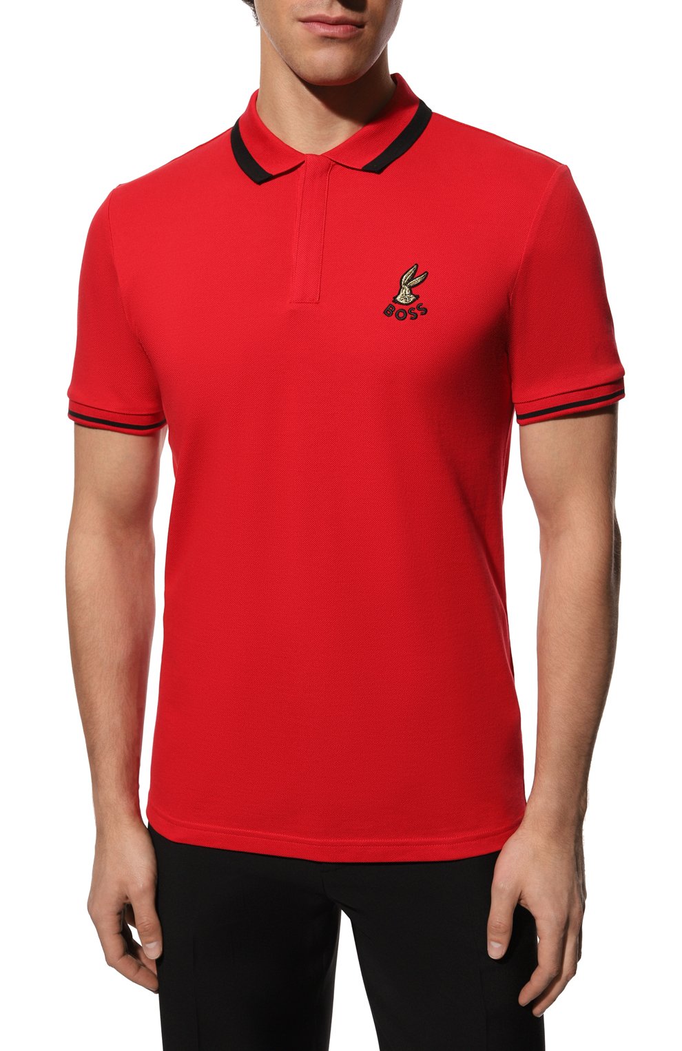 Хлопковое поло looney tunes x boss BOSS красного цвета по цене 13400 руб., арт. 50485406, фото 3 Хлопковое поло looney tunes x boss BOSS, арт. 50485406, фото 3