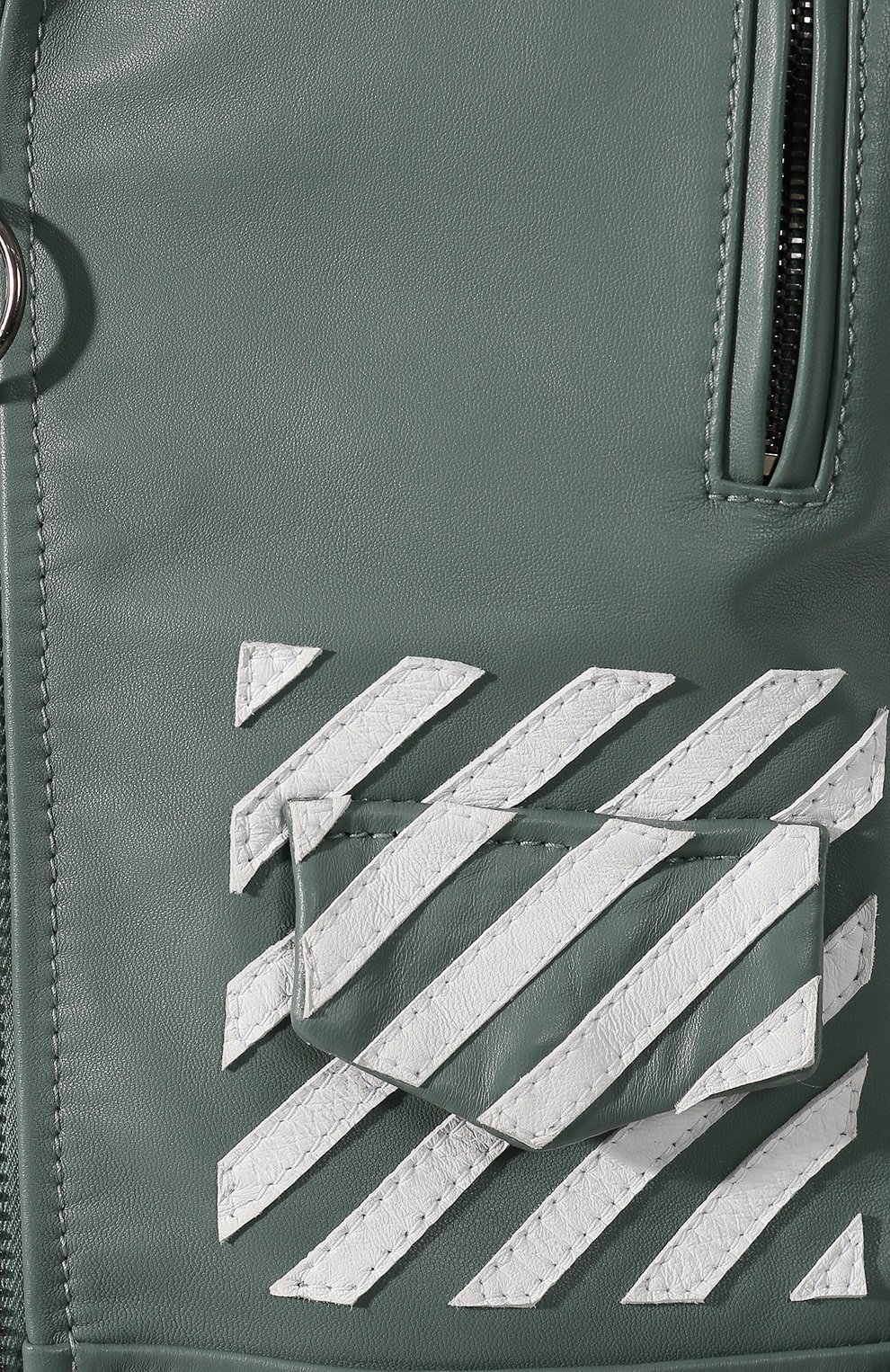 Кожаная куртка OFF-WHITE хаки цвета по цене 188500 руб., арт. 0WJG002R197790544301, фото 5 Кожаная куртка OFF-WHITE, арт. 0WJG002R197790544301, фото 5