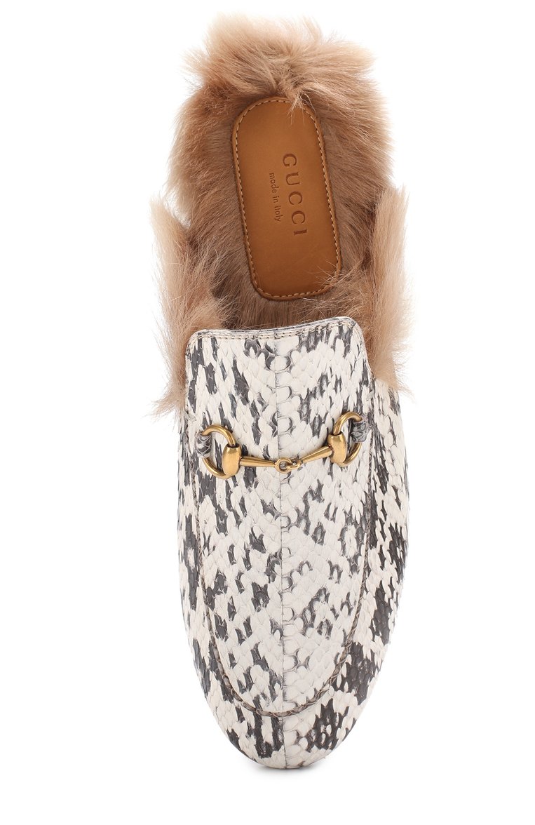 Женские кожаные сабо princetown с пряжкой-трензелем GUCCI бежевого цвета, арт. 397749/L0080 | Фото 4 (Подошва: Плоская; Каблук высота: Низкий; Материал внутренний: Натуральная кожа; Материал внешний: Натуральная кожа)