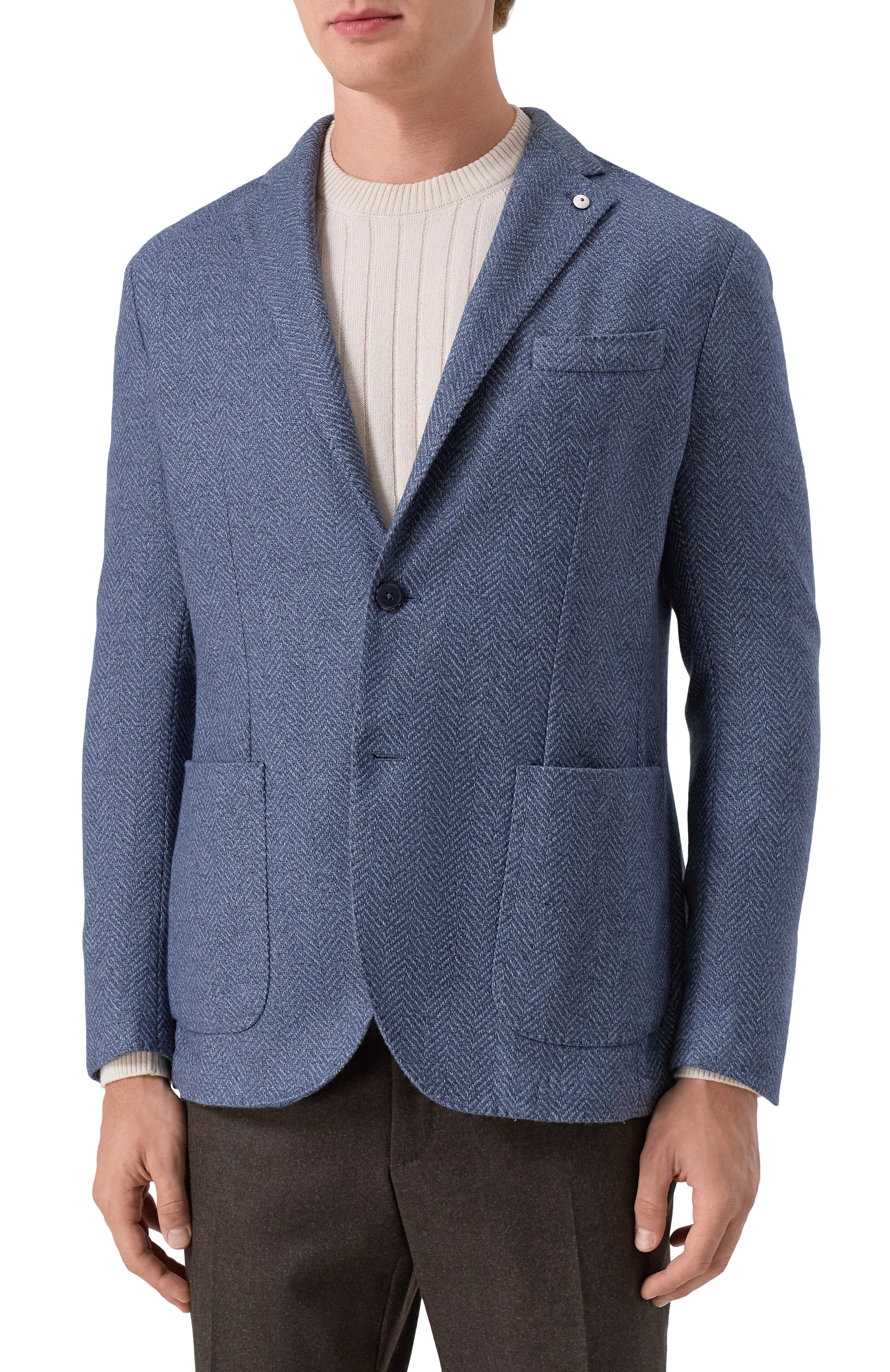 Пиджак из шерсти и хлопка L.B.M. 1911 синего цвета по цене 98550 руб., арт. 2887/55515, фото 4 Пиджак из шерсти и хлопка L.B.M. 1911, арт. 2887/55515, фото 4