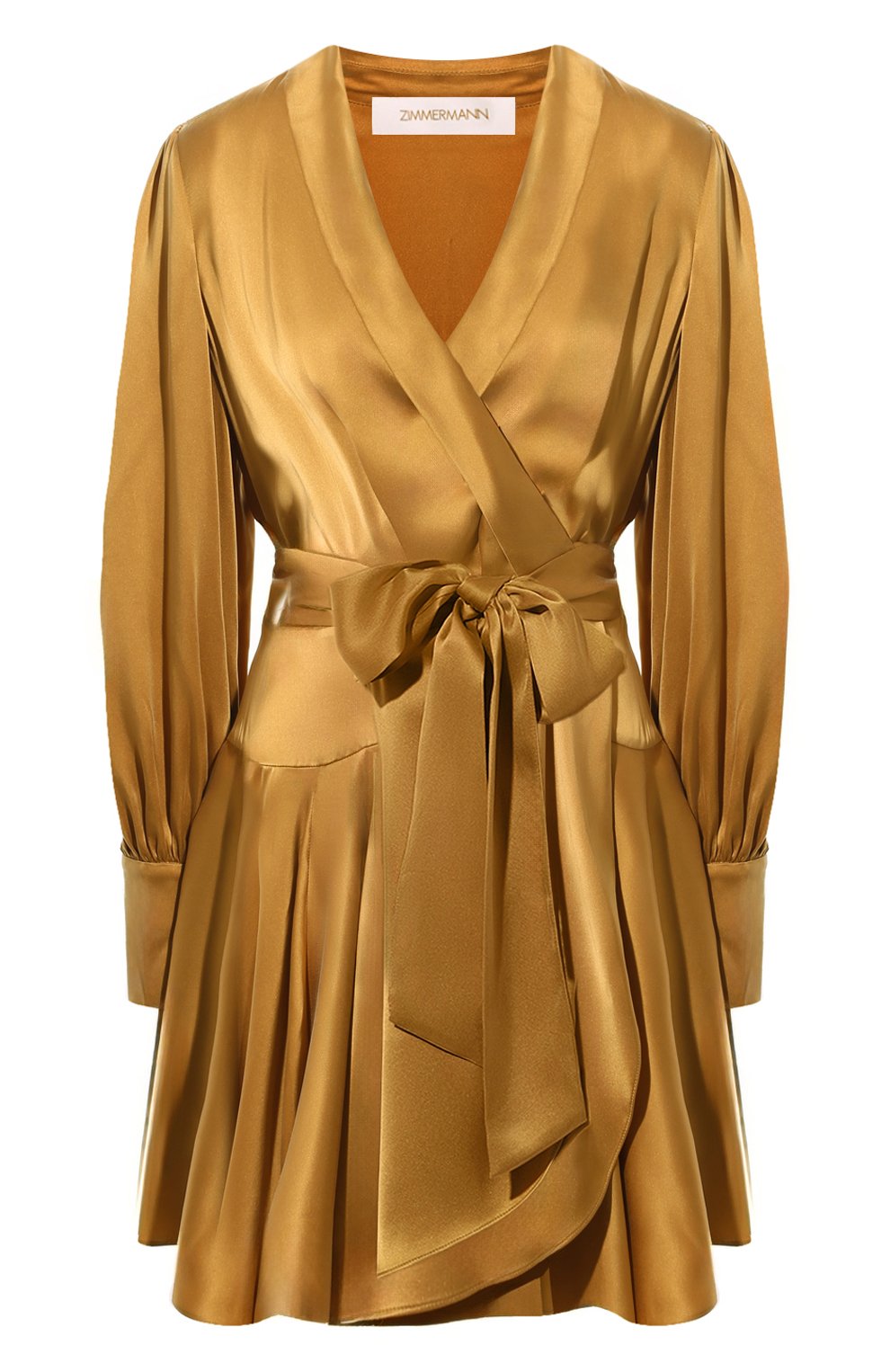 Атласное платье ZIMMERMANN золотого цвета по цене 106500 руб., арт. 8067DRS24, фото 1 Атласное платье ZIMMERMANN, арт. 8067DRS24, фото 1