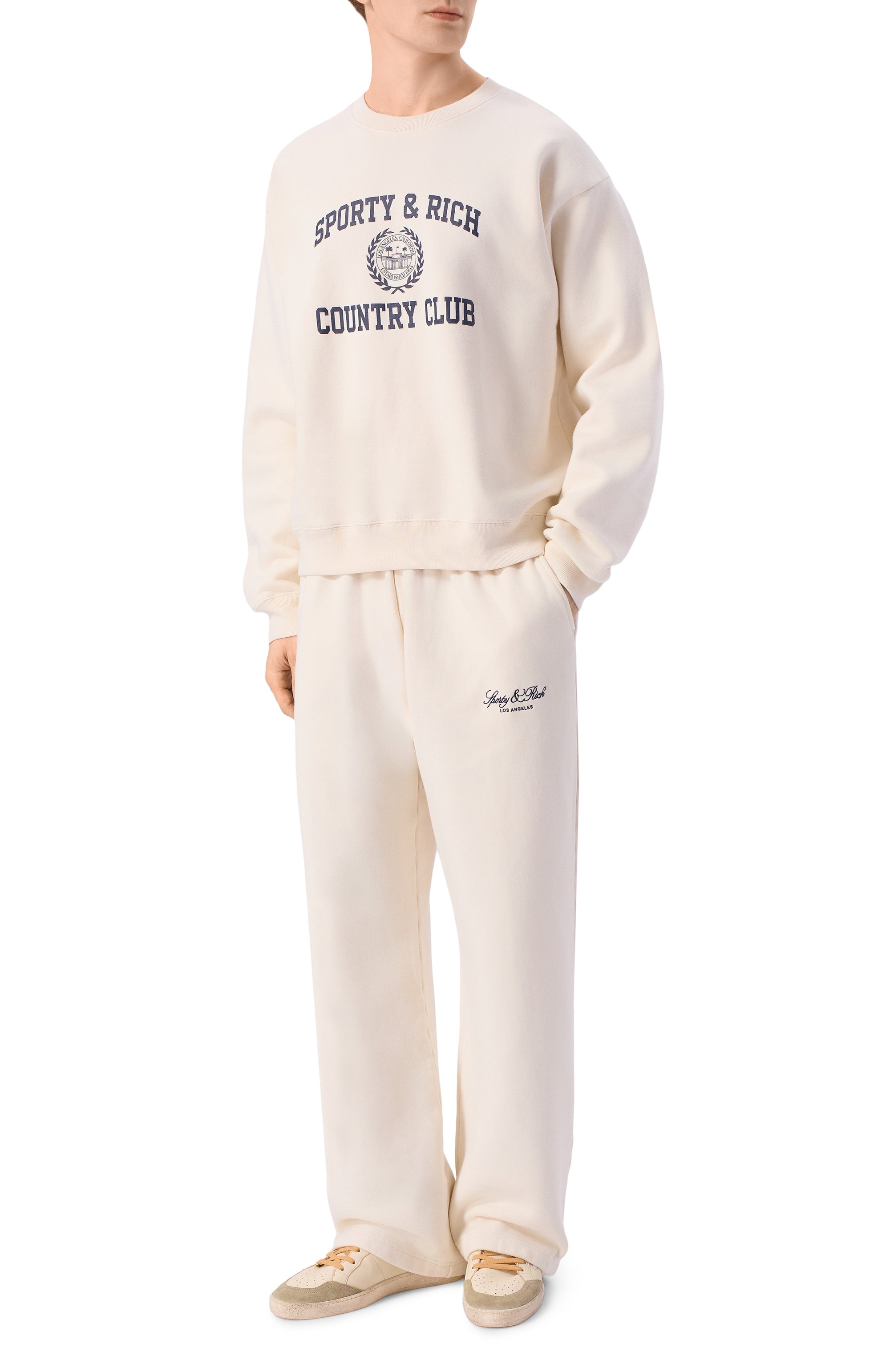 Хлопковый свитшот SPORTY AND RICH кремового цвета по цене 29300 руб., арт. ST09876218WH37, фото 2 Хлопковый свитшот SPORTY AND RICH, арт. ST09876218WH37, фото 2