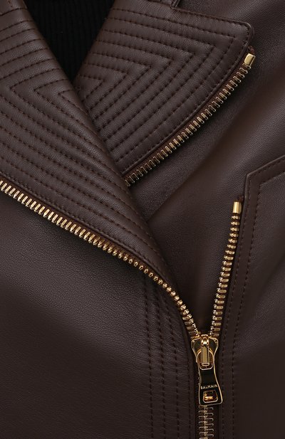 Кожаная куртка BALMAIN темно-коричневого цвета по цене 238500 руб., арт. UF08253/L069, фото 5 Кожаная куртка BALMAIN, арт. UF08253/L069, фото 5