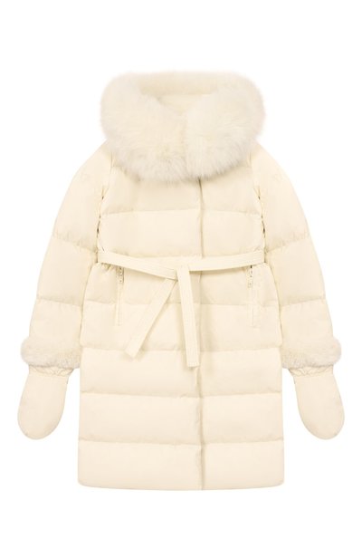 Пуховое пальто с отделкой из лисы YVES SALOMON ENFANT, арт. 25WEM920XXD0XW/8A-10A
