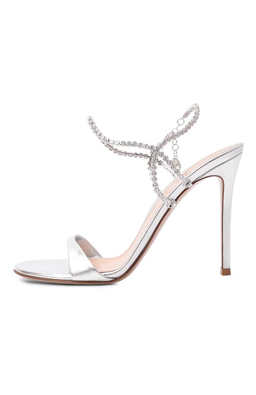 Кожаные босоножки Eternity 105 Gianvito Rossi G32578.15RIC.NPSARGE Серебряный  G32578.15RIC.NPSARGE Фото 4