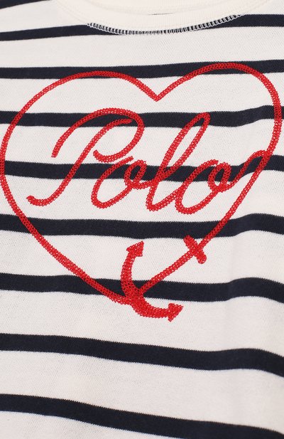 Хлопковый свитшот в полоску с контрастной вышивкой POLO RALPH LAUREN, арт. 311687396, фото 3