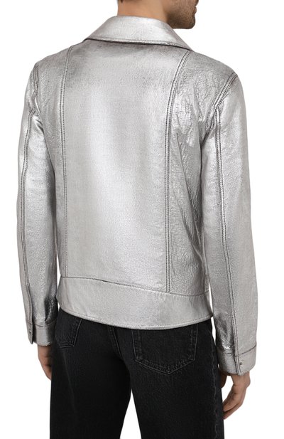Кожаная куртка DOLCE & GABBANA серебряного цвета по цене 653500 руб., арт. G9UC4L/HULLH, фото 4 Кожаная куртка DOLCE & GABBANA, арт. G9UC4L/HULLH, фото 4