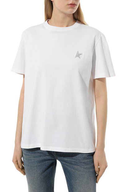 Хлопковая футболка GOLDEN GOOSE DELUXE BRAND белого цвета по цене 14300 руб., арт. GWP01220.P000594.80185, фото 3 Хлопковая футболка GOLDEN GOOSE DELUXE BRAND, арт. GWP01220.P000594.80185, фото 3