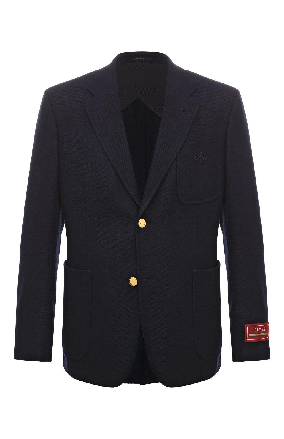 Кашемировый пиджак GUCCI синего цвета по цене 331200 руб., арт. 673263 Z6519, фото 1 Кашемировый пиджак GUCCI, арт. 673263 Z6519, фото 1