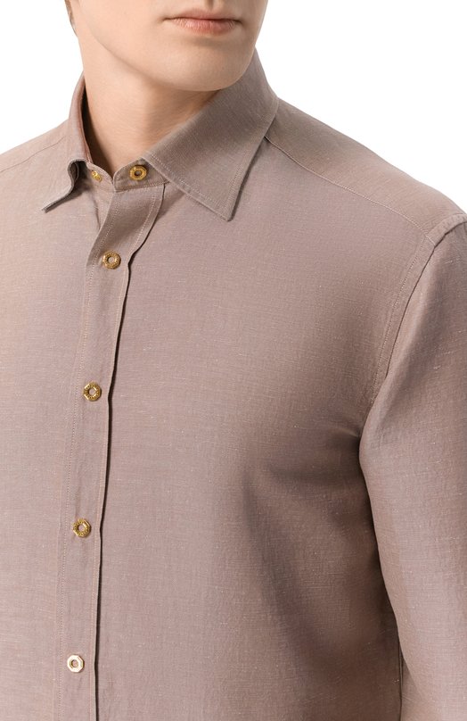 Рубашка из хлопка и льна Stefano Ricci MC007956/BX2928 Коричневый  MC007956/BX2928 Фото 5