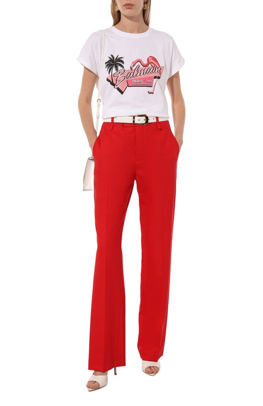 Хлопковая футболка Balmain DF1EF010/GD83 Белый  DF1EF010/GD83 Фото 2