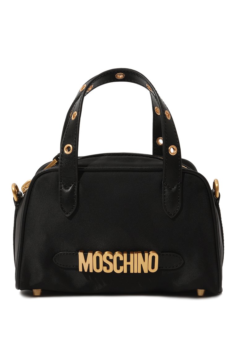 Женская сумка MOSCHINO черного цвета, арт. 2317 B7431/8202 | Фото 1 (Сумки-технические: Сумки top-handle; М�атериал сплава: Проставлено; Размер: mini; Ремень/цепочка: На ремешке; Материал: Текстиль; Драгоценные камни: Проставлено)