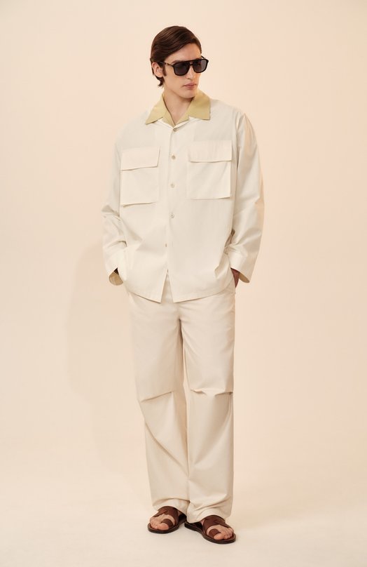 Хлопковая рубашка Jil Sander J47DL0167-J45292 Кремовый  J47DL0167-J45292 Фото 6