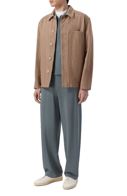 Брюки из шелка и хлопка 12 STOREEZ 136291 Зелёный  136291 Фото 2