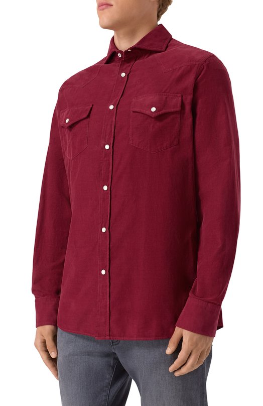 Вельветовая рубашка Brunello Cucinelli ML6884008 Бордовый  ML6884008 Фото 3
