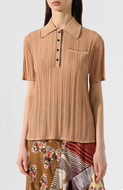Хлопковое поло ACNE STUDIOS коричневого цвета по цене 24600 руб., арт. A60071, фото 3 Хлопковое поло ACNE STUDIOS, арт. A60071, фото 3