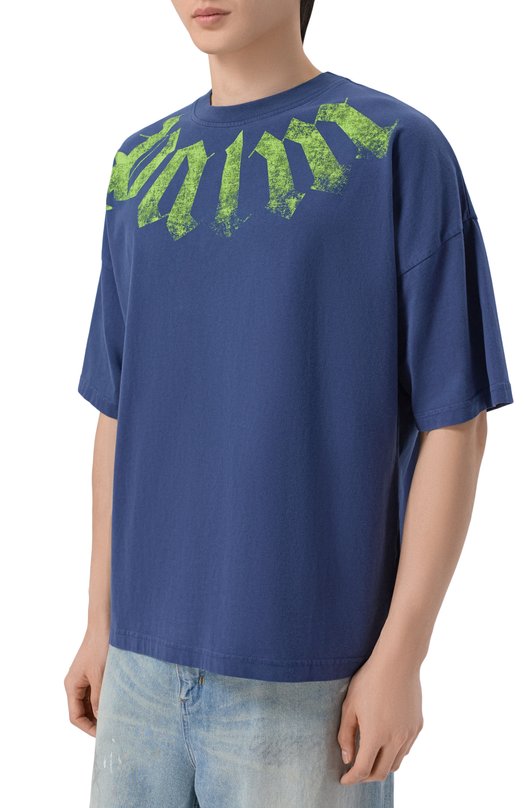 Хлопковая футболка Palm Angels PMAA10DS26JER002 Синий  PMAA10DS26JER002 Фото 3