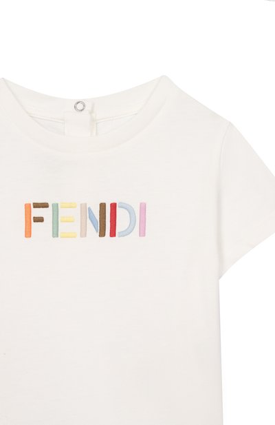 Хлопковая футболка FENDI молочного цвета по цене 24500 руб., арт. BUI119/AY8D, фото 3 Хлопковая футболка FENDI, арт. BUI119/AY8D, фото 3
