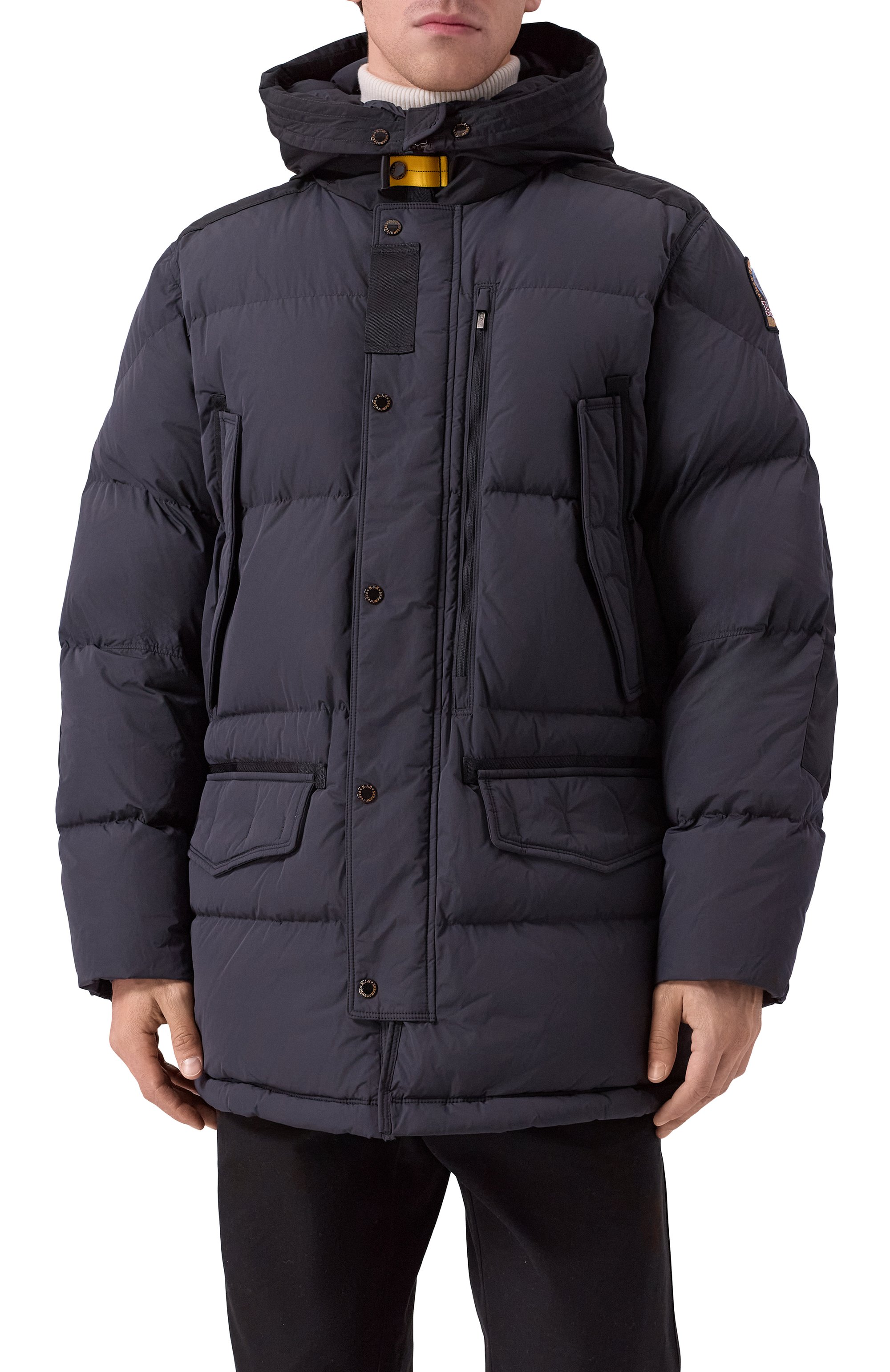 Пуховик PARAJUMPERS темно-серого цвета по цене 127500 руб., арт. 25WMPMPUHF03, фото 3 Пуховик PARAJUMPERS, арт. 25WMPMPUHF03, фото 3